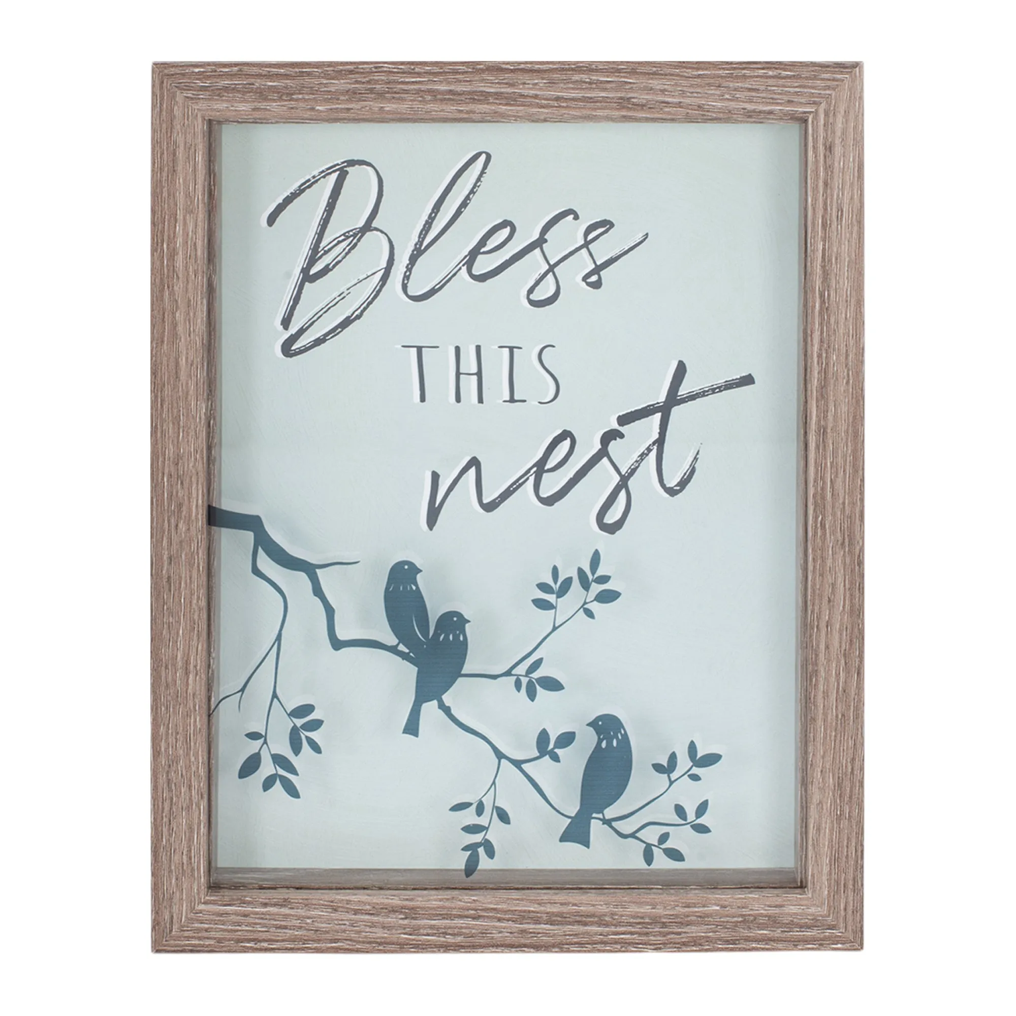 Bless This Nest Blue Bird 8 x 10 Wood Grain Framed Wall Tabletop Sign