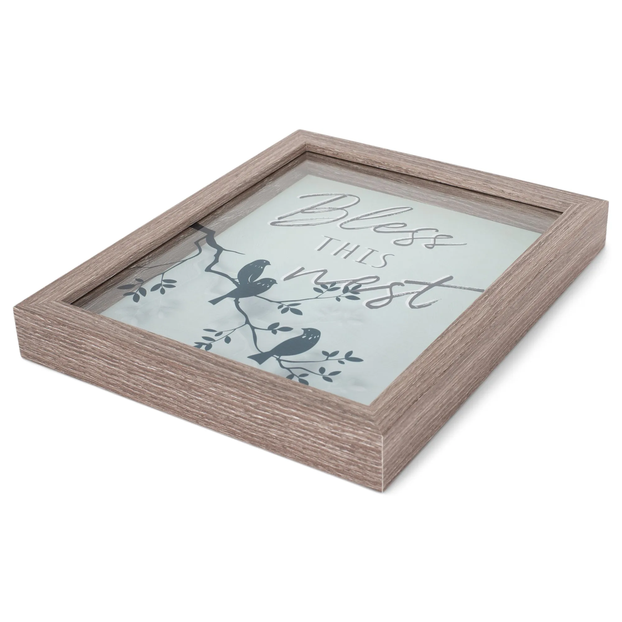 Bless This Nest Blue Bird 8 x 10 Wood Grain Framed Wall Tabletop Sign