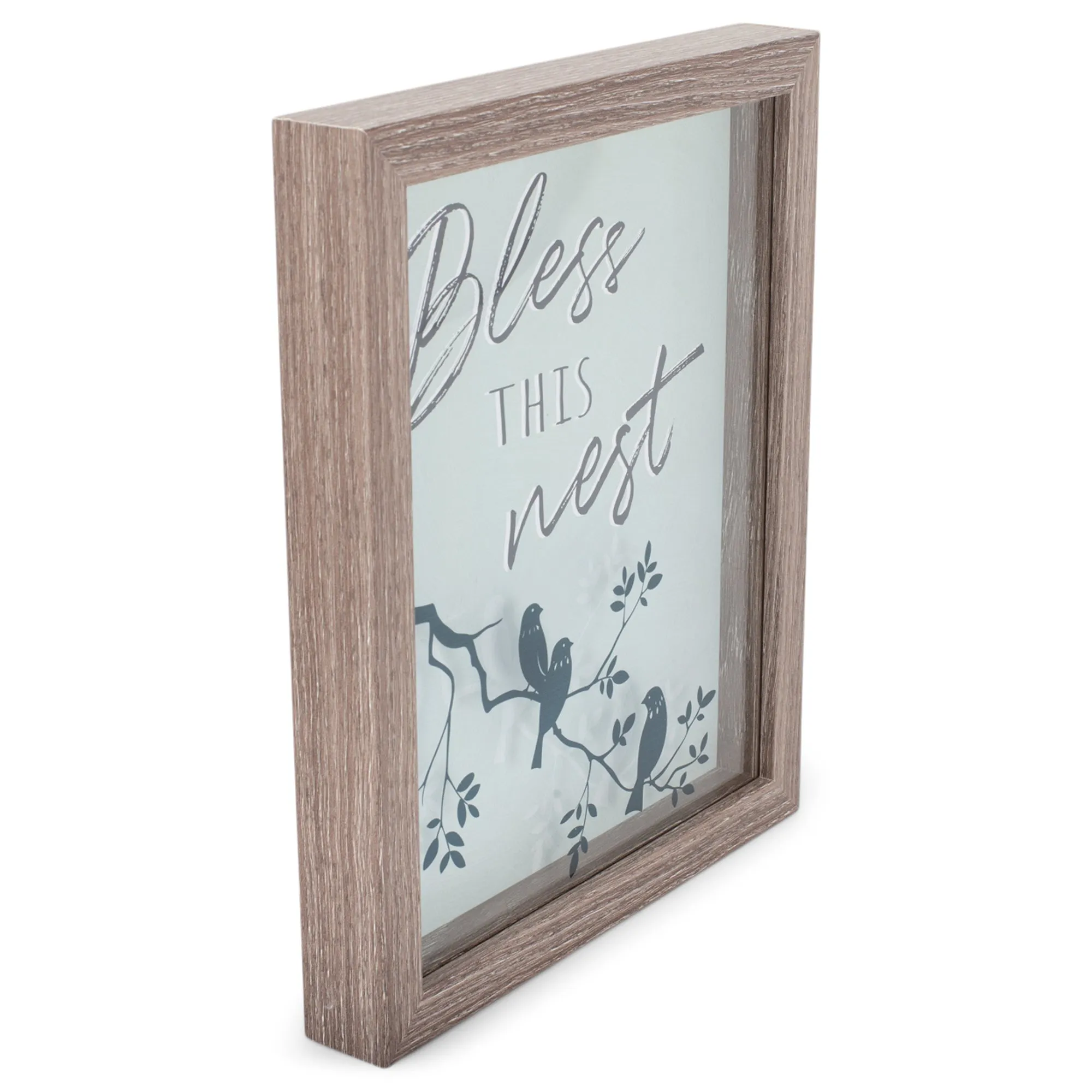 Bless This Nest Blue Bird 8 x 10 Wood Grain Framed Wall Tabletop Sign