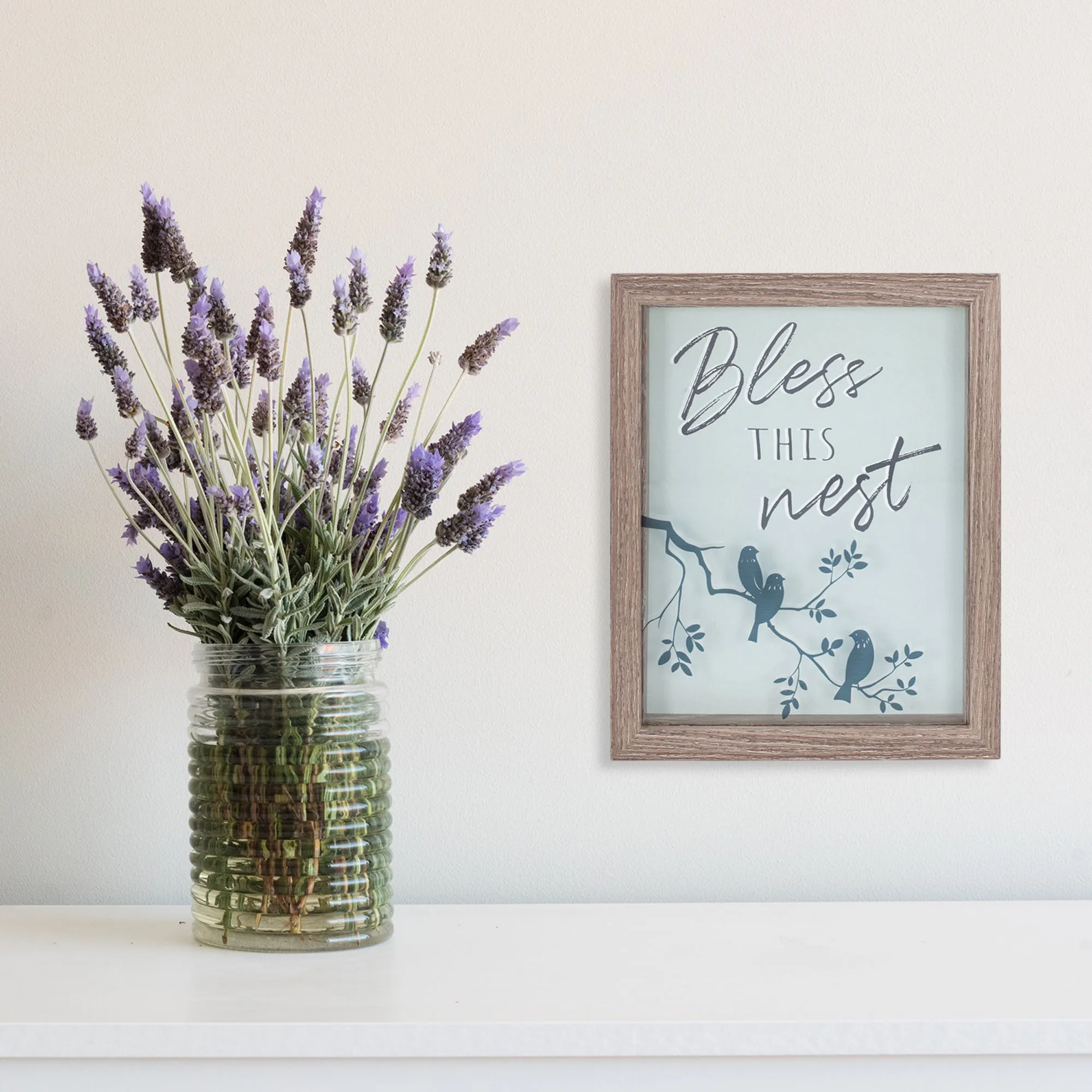 Bless This Nest Blue Bird 8 x 10 Wood Grain Framed Wall Tabletop Sign