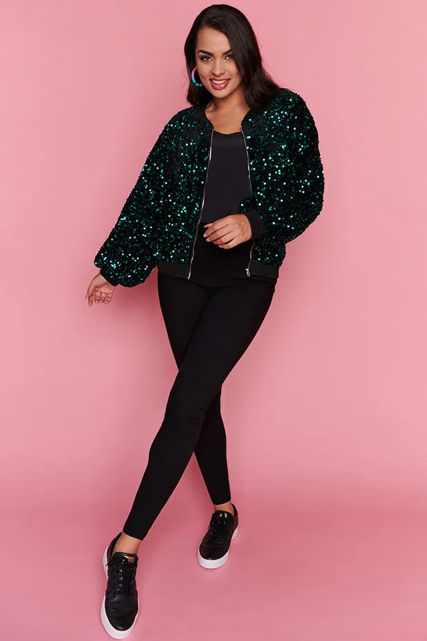 Bling Teal Sequins Jacket