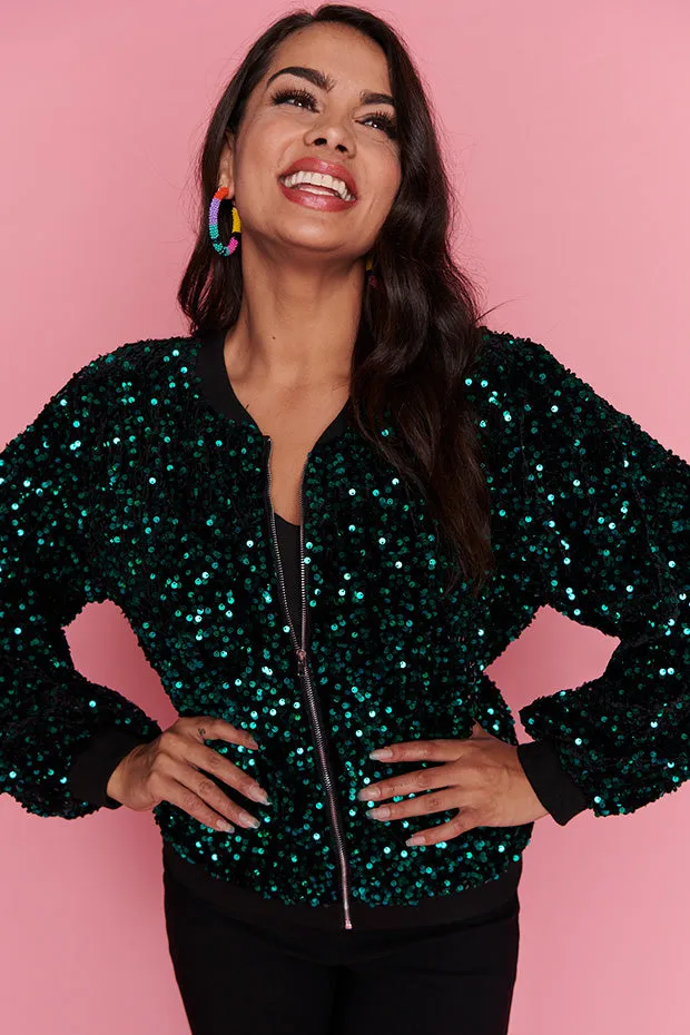 Bling Teal Sequins Jacket