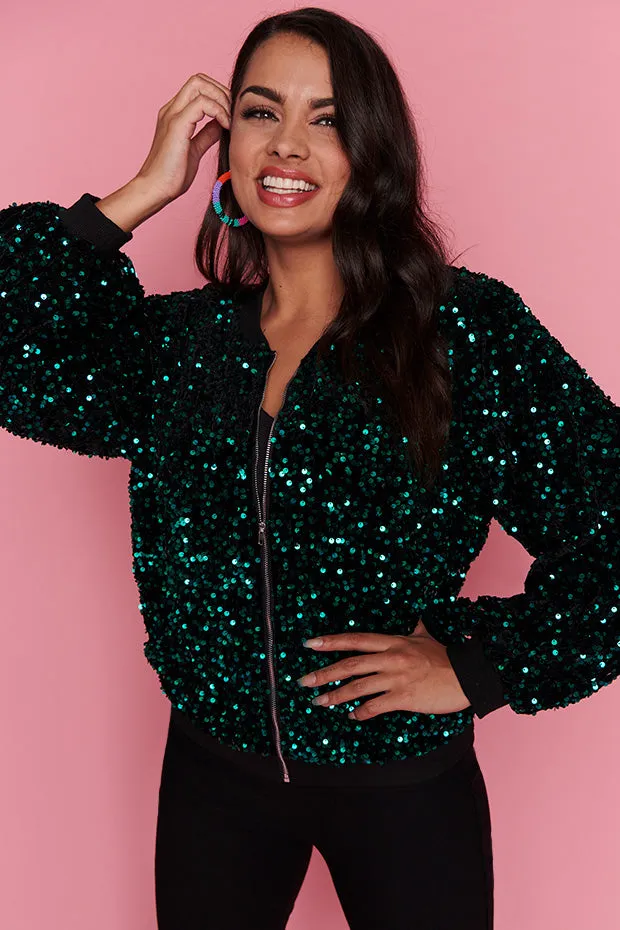 Bling Teal Sequins Jacket