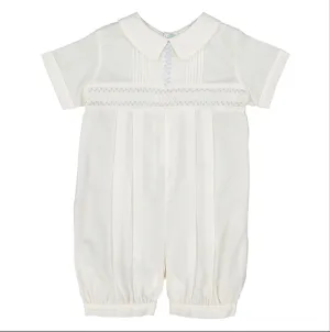 Boys Ivory Vintage Smocked Romper - Select Size