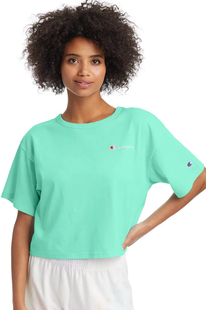 Champion Heritage Cropped Women's Tee, Embroidered Logo