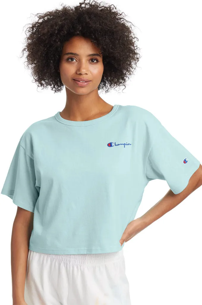 Champion Heritage Cropped Women's Tee, Embroidered Logo