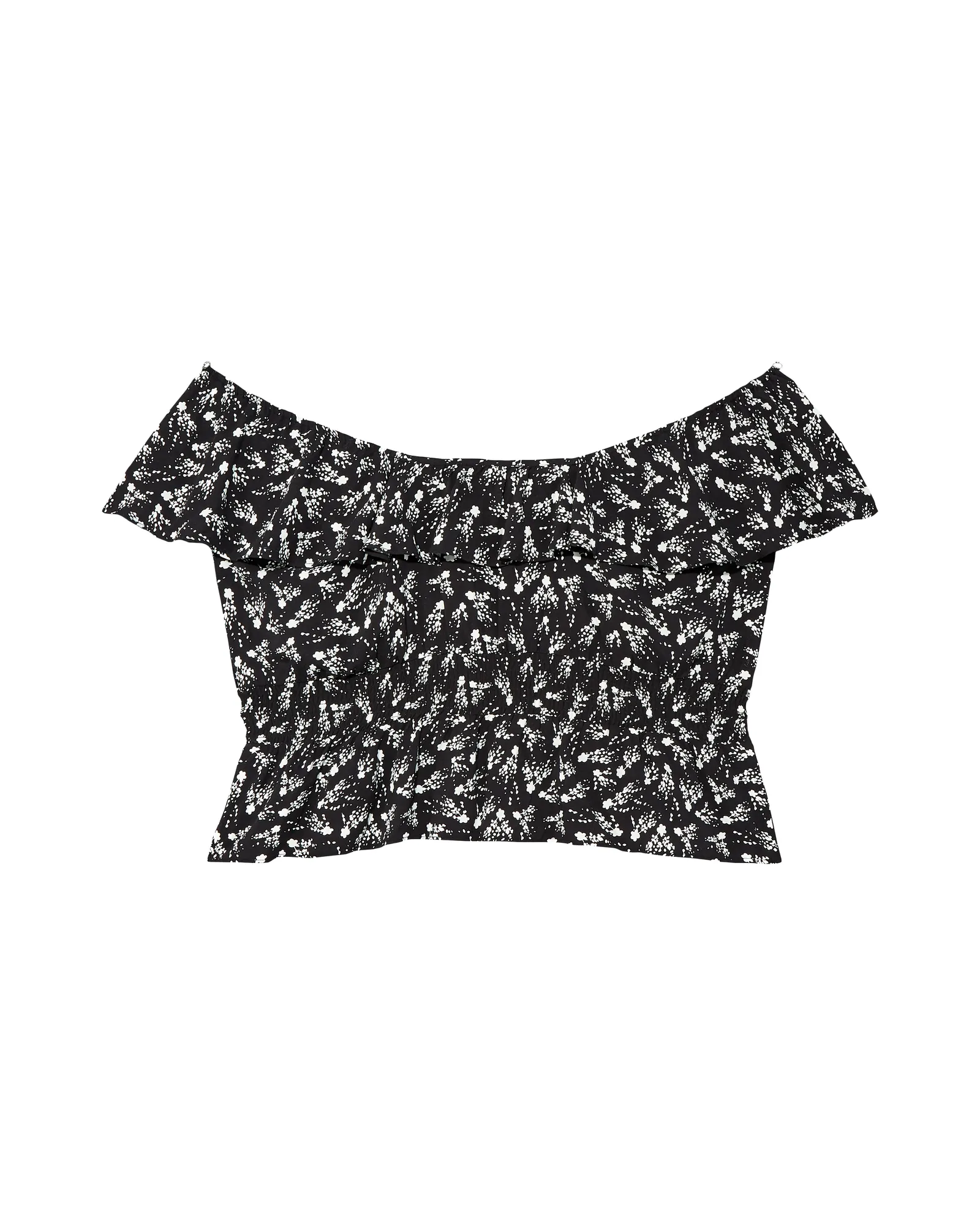 Chelsea Smocked Waist Off The Shoulder Top | Black / White