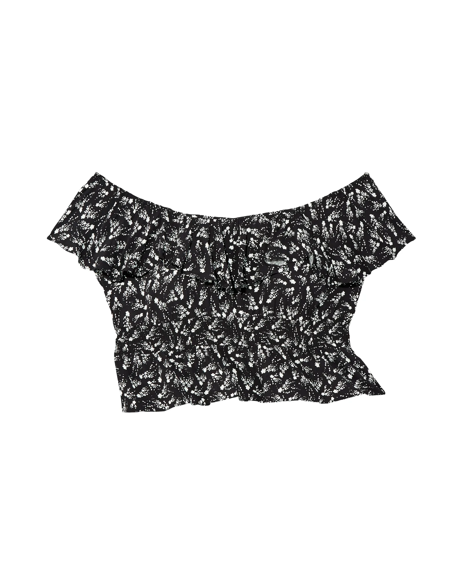 Chelsea Smocked Waist Off The Shoulder Top | Black / White