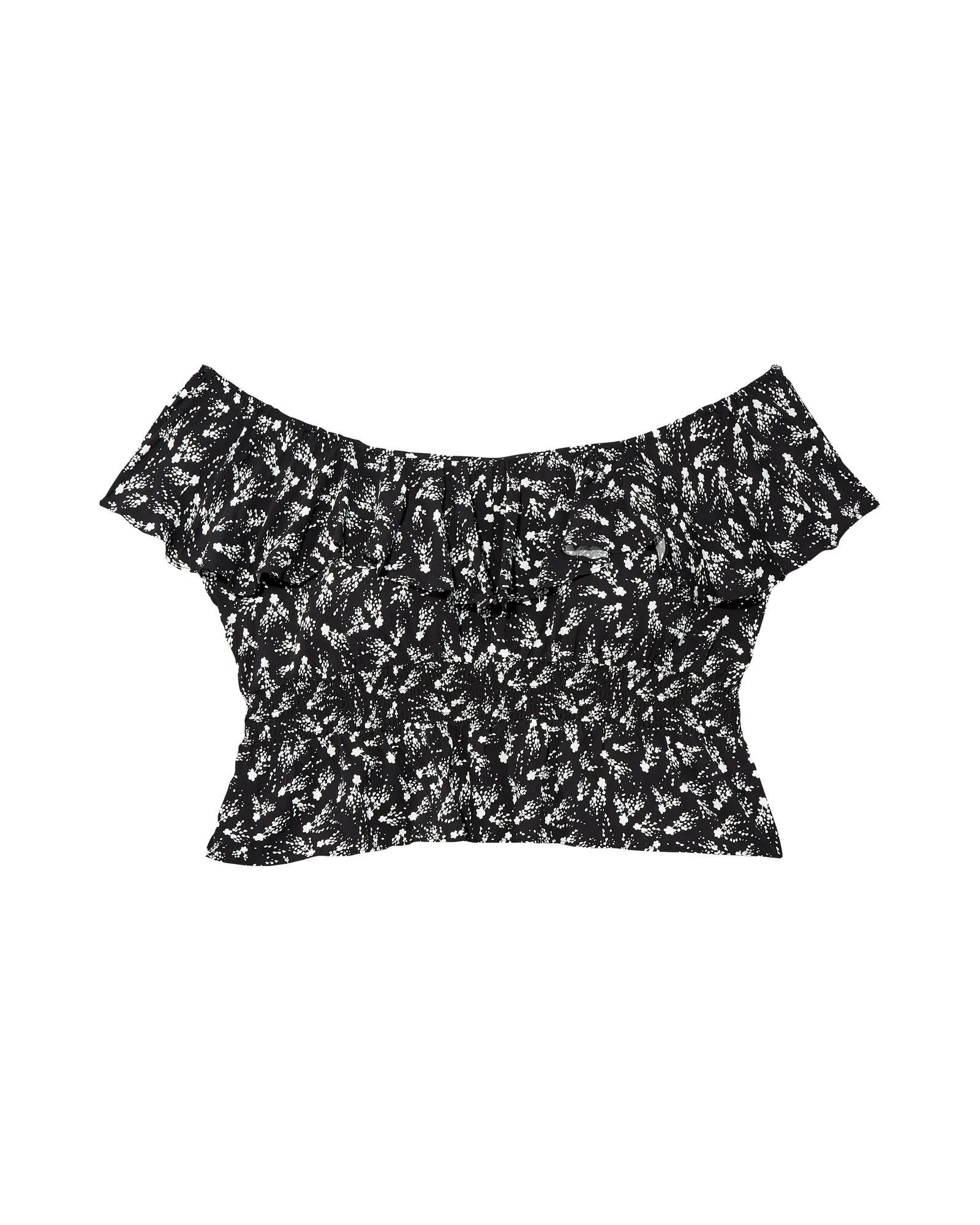 Chelsea Smocked Waist Off The Shoulder Top | Black / White