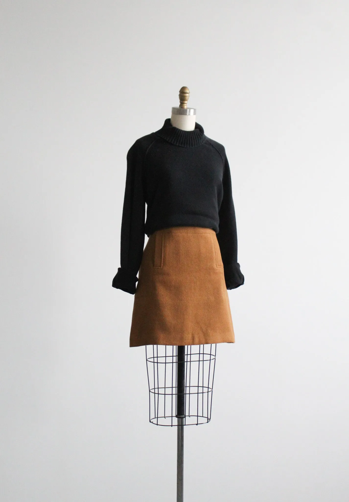 chestnut wool mini skirt