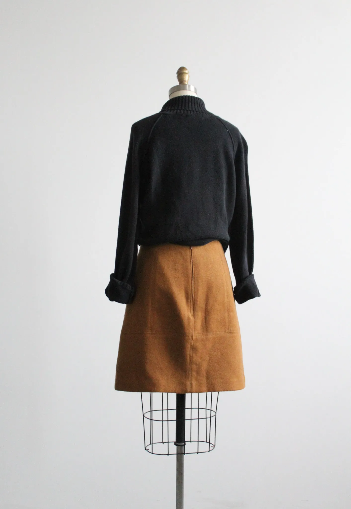 chestnut wool mini skirt