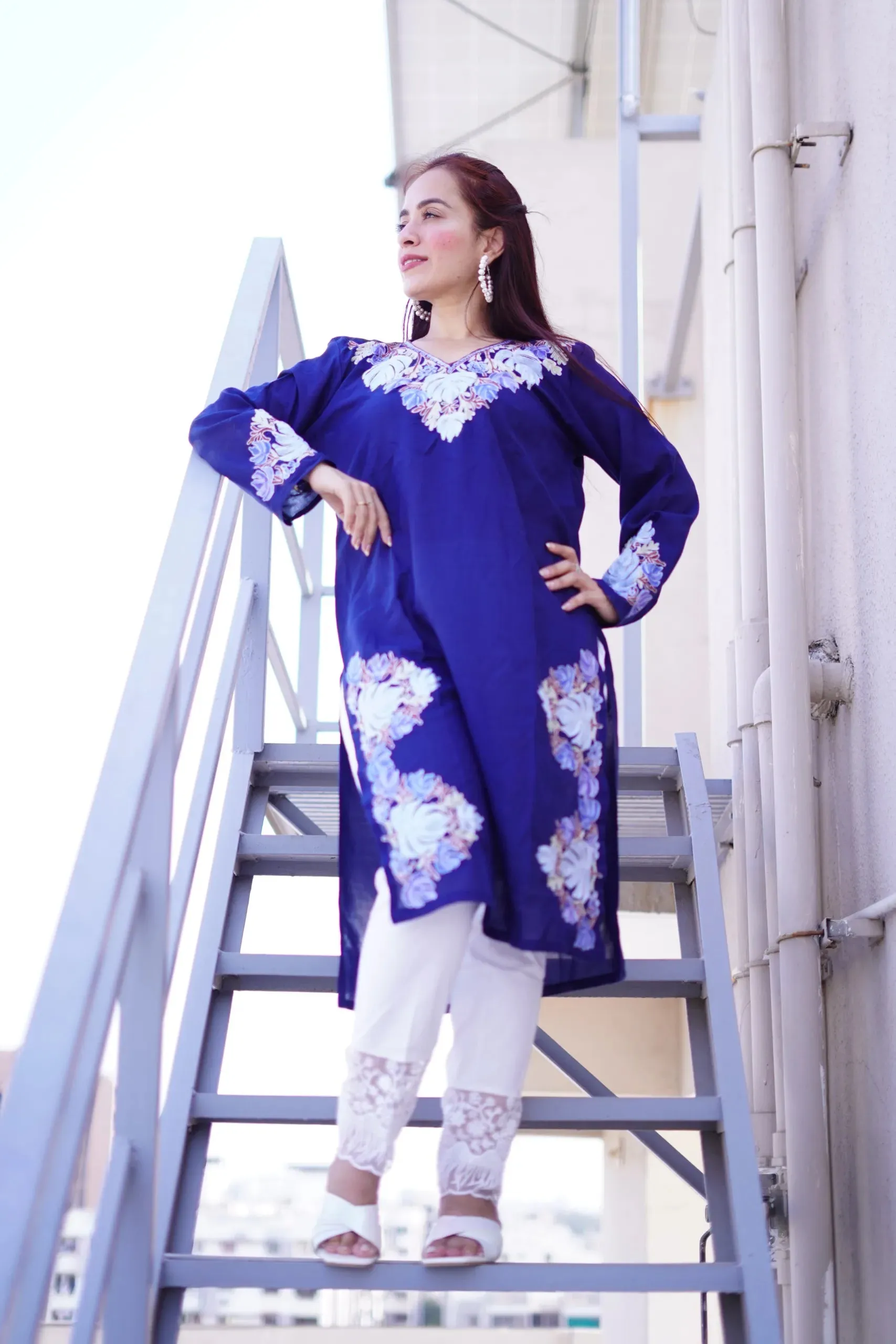 Chinar Design Zari and Ari Embroidered Kurti