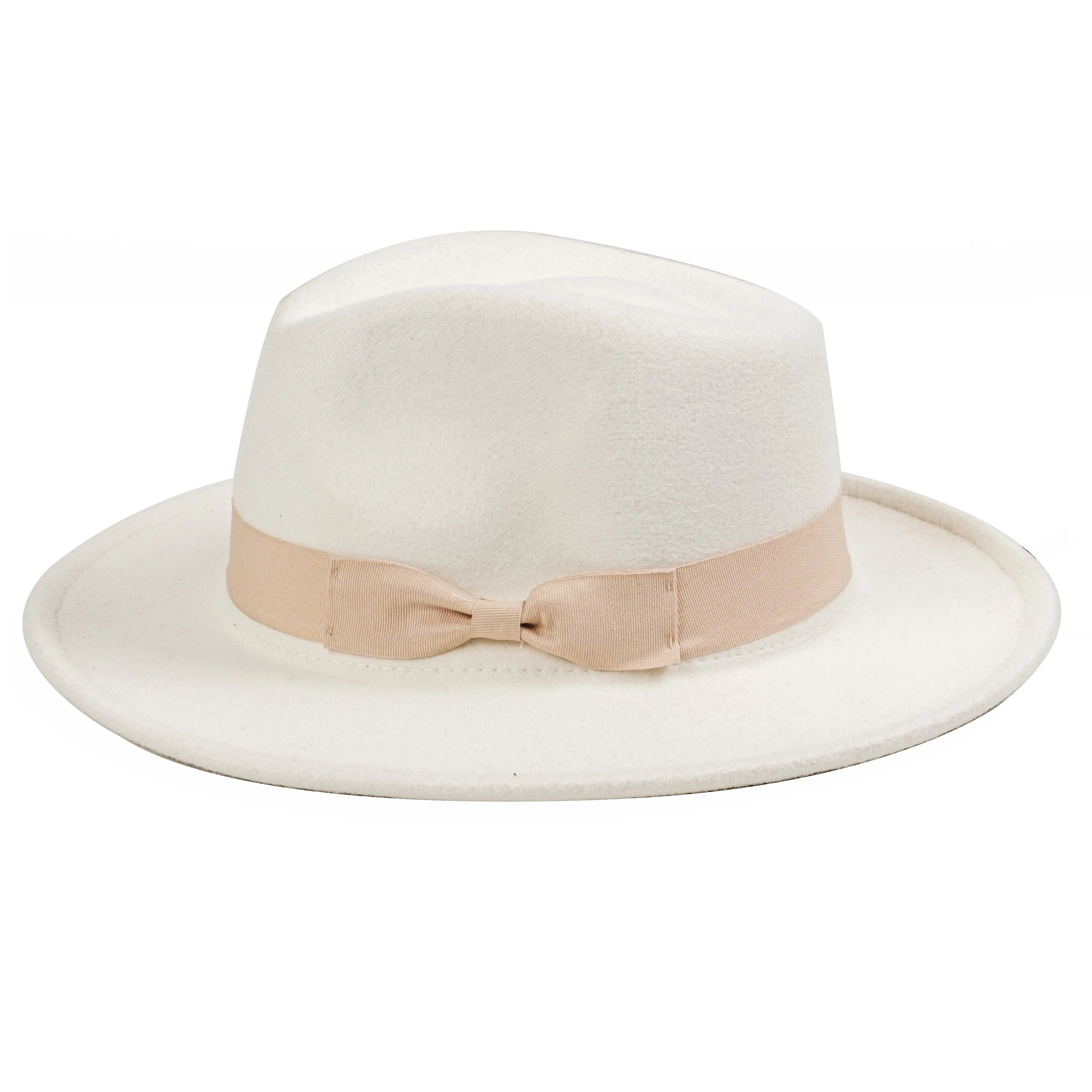 Chokore Fedora Hat with Bow Ribbon (White)