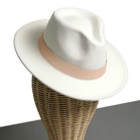 Chokore Fedora Hat with Bow Ribbon (White)