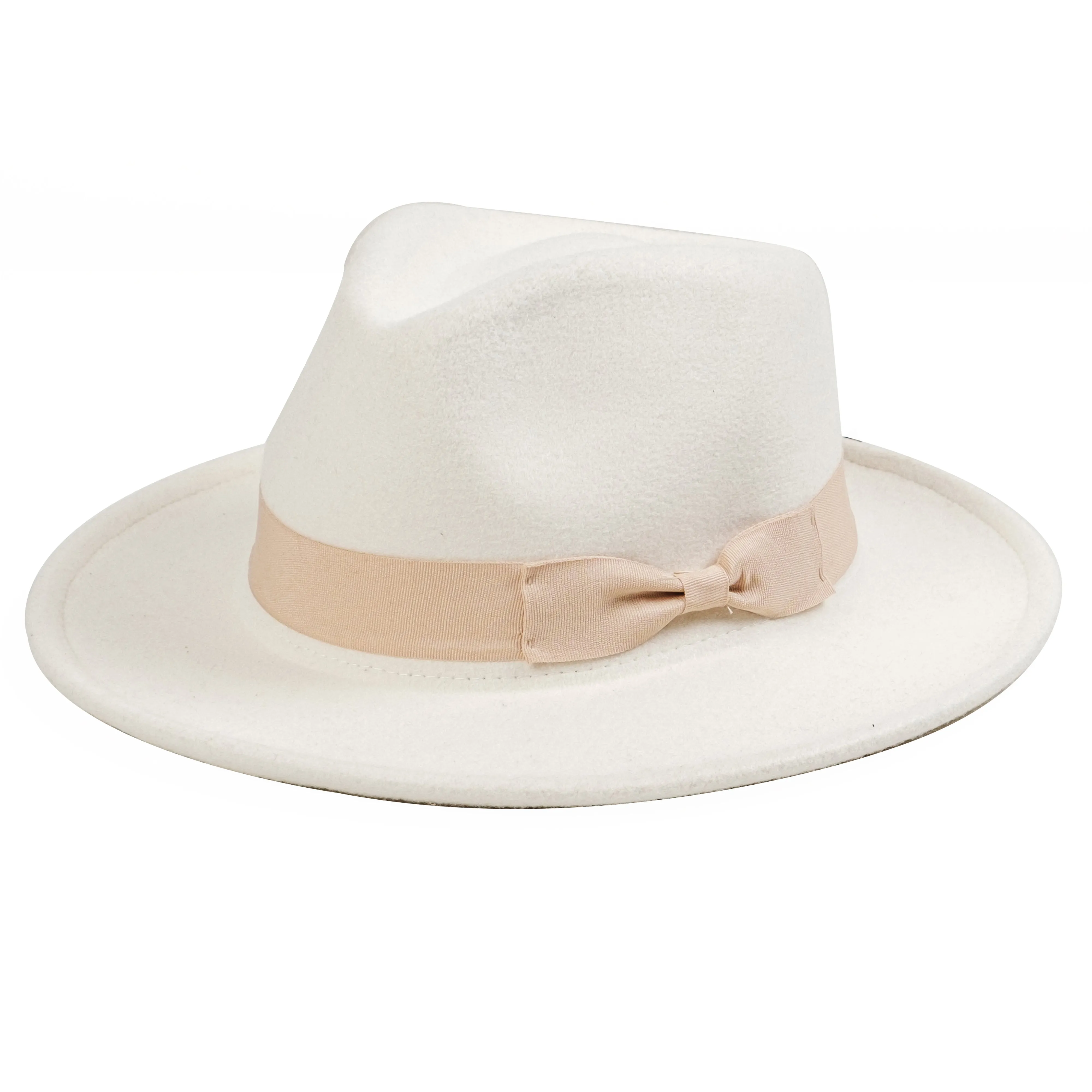 Chokore Fedora Hat with Bow Ribbon (White)