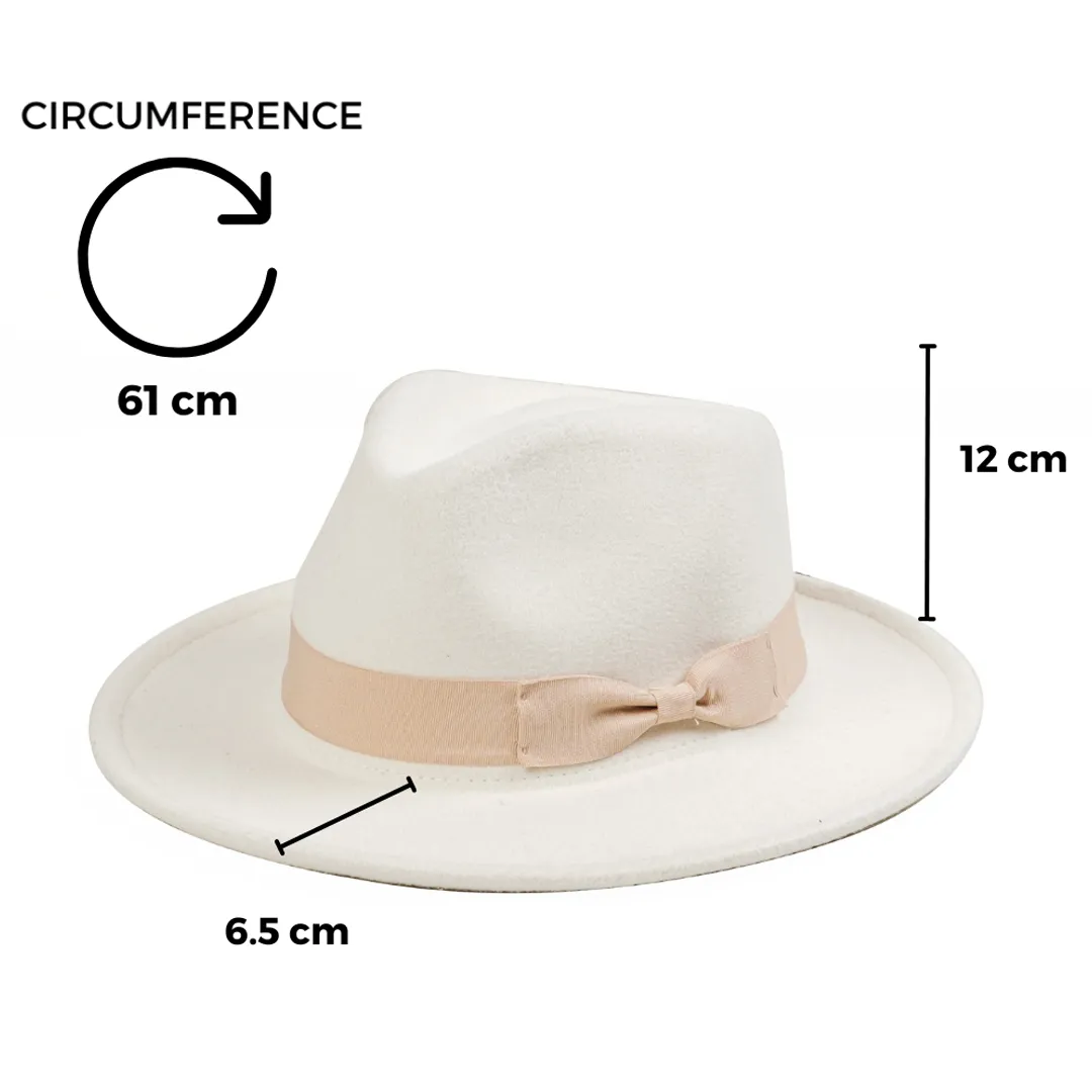 Chokore Fedora Hat with Bow Ribbon (White)