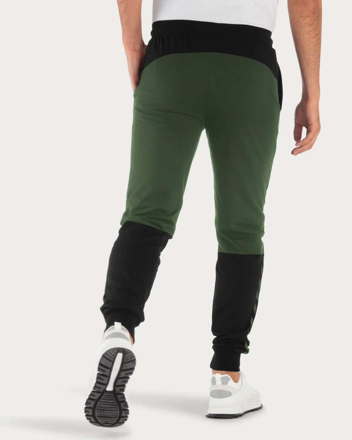 Color Block Men's Black, Olive Green Track Pant