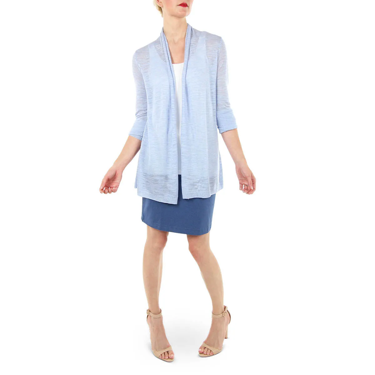 Contrast Trim Cardi in Chambray