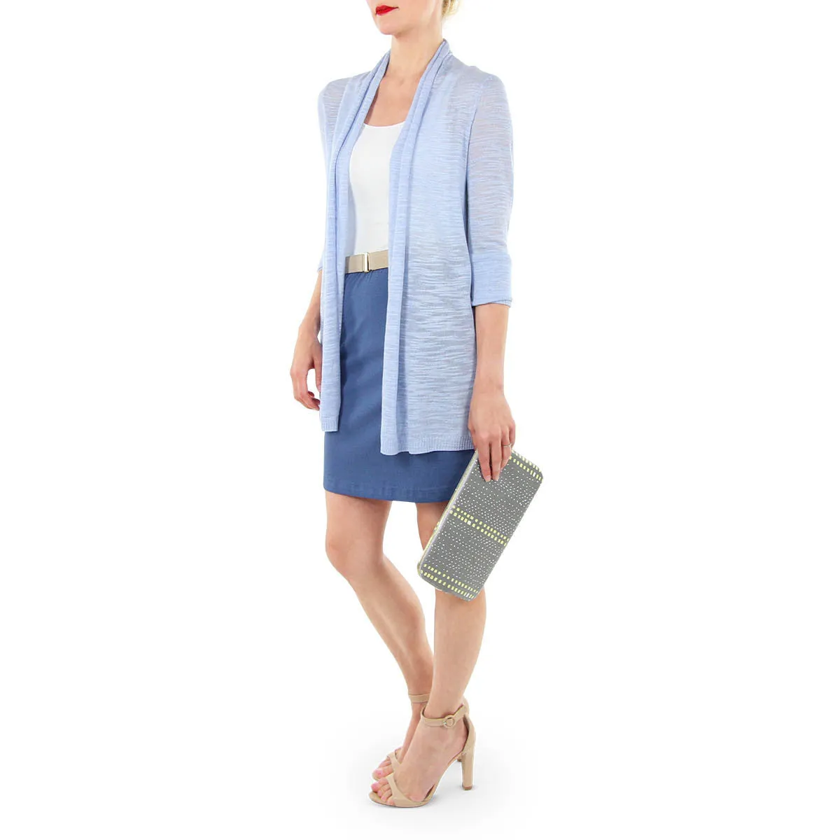 Contrast Trim Cardi in Chambray