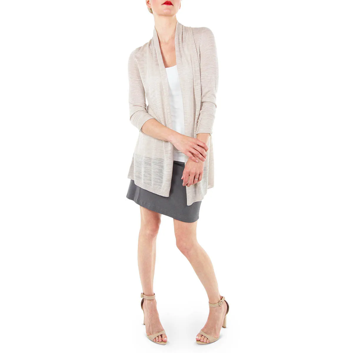 Contrast Trim Cardi in Champagne