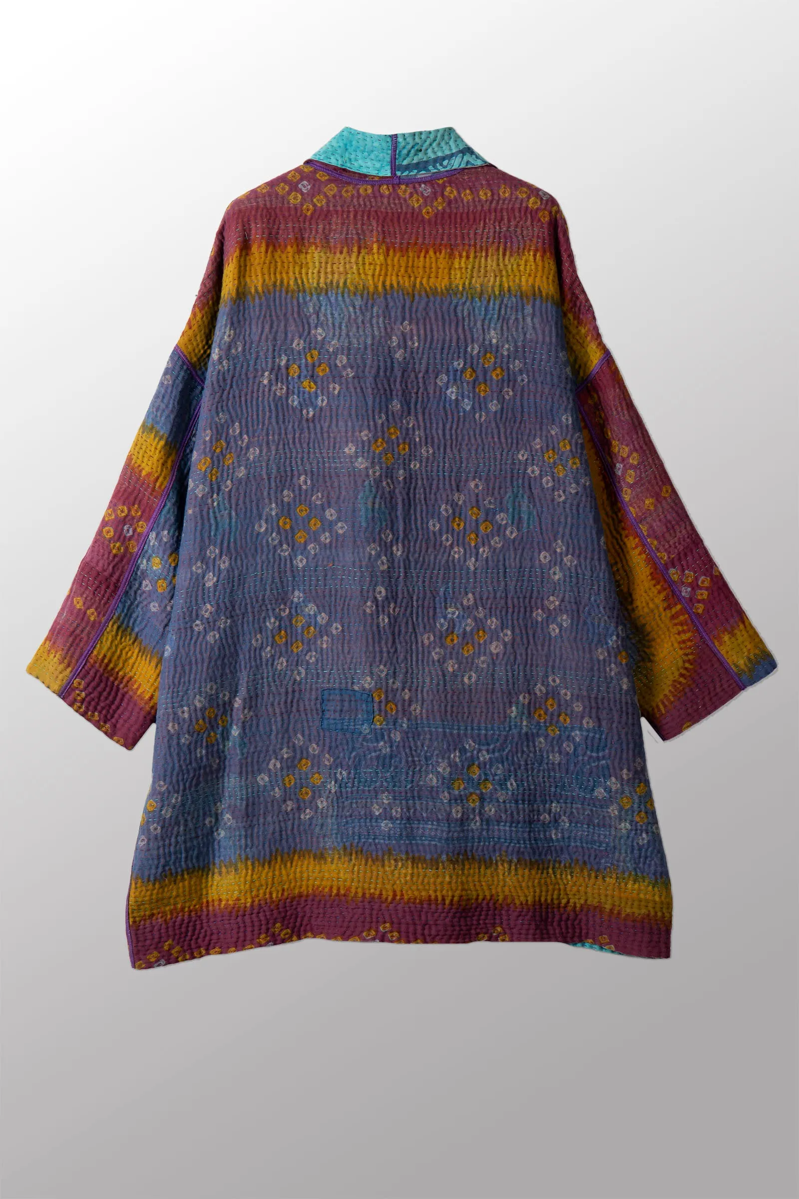 COTTON OVER DYE KANTHA HAORI JACKET - ov4068-ctuq001a -