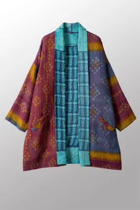 COTTON OVER DYE KANTHA HAORI JACKET - ov4068-ctuq001a -