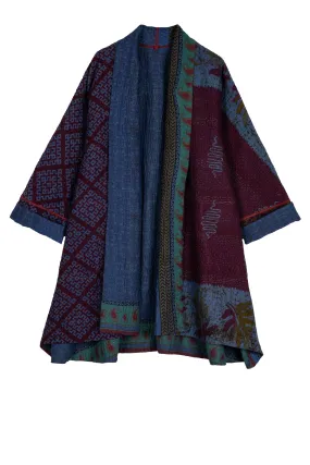 COTTON OVER DYE KANTHA KIMONO LONG JKT - ov4005-0006a -