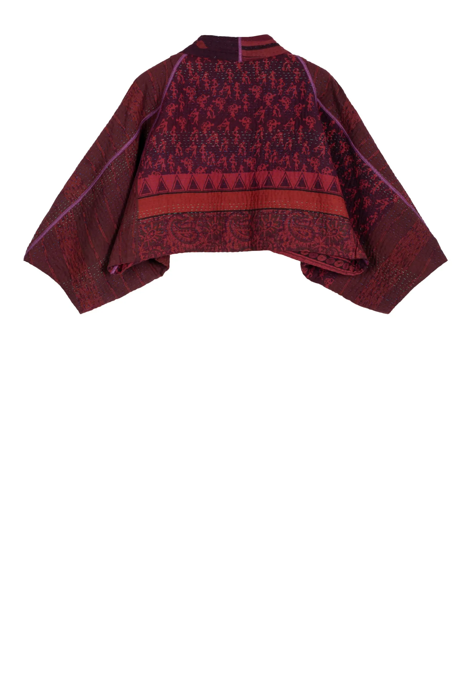 COTTON OVER DYE KANTHA PUFF SLV. SHRUG