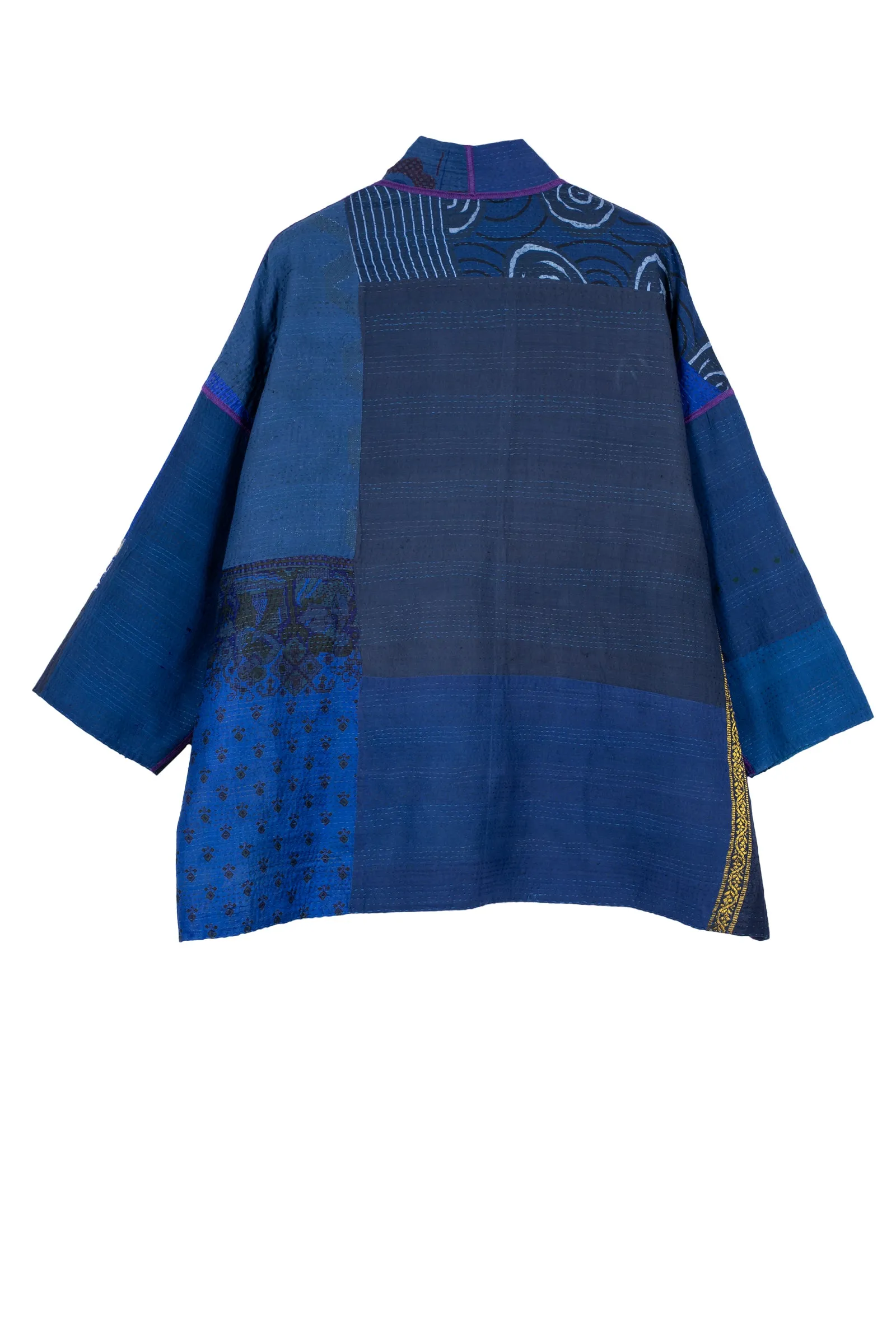 COTTON SILK SW PATCH KANTHA MINI KIMONO JACKET