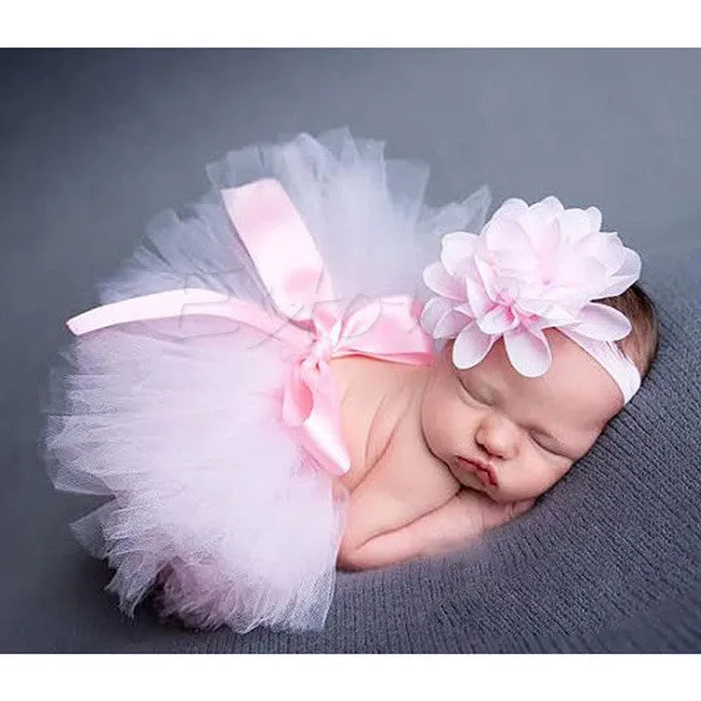 Cute Toddler Newborn Baby Girl Tutu Skirt & Headband Photo Prop Costume Outfit A5901