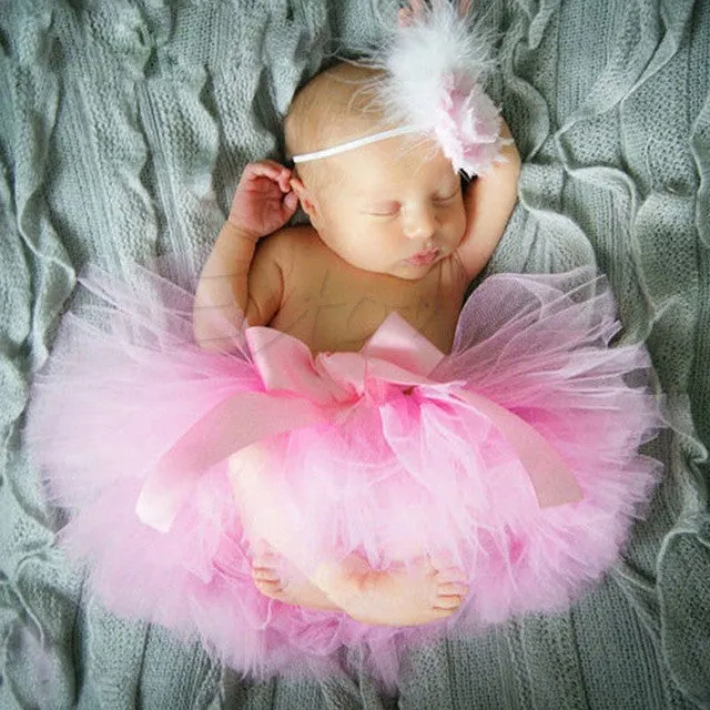 Cute Toddler Newborn Baby Girl Tutu Skirt & Headband Photo Prop Costume Outfit A5901