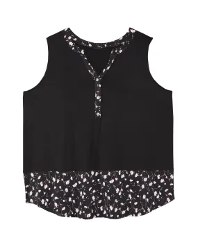 Darla Knit Woven Tank | Black / White