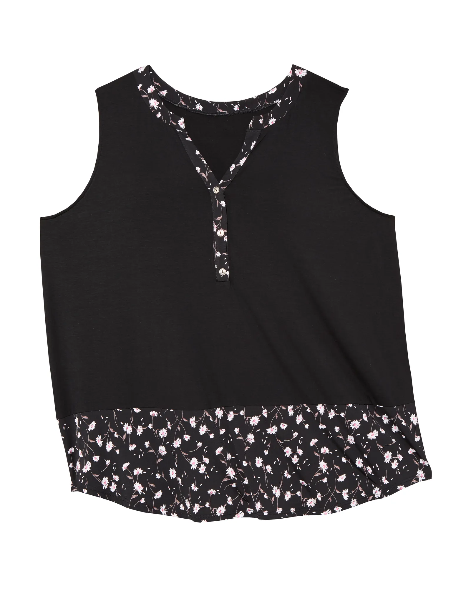 Darla Knit Woven Tank | Black / White