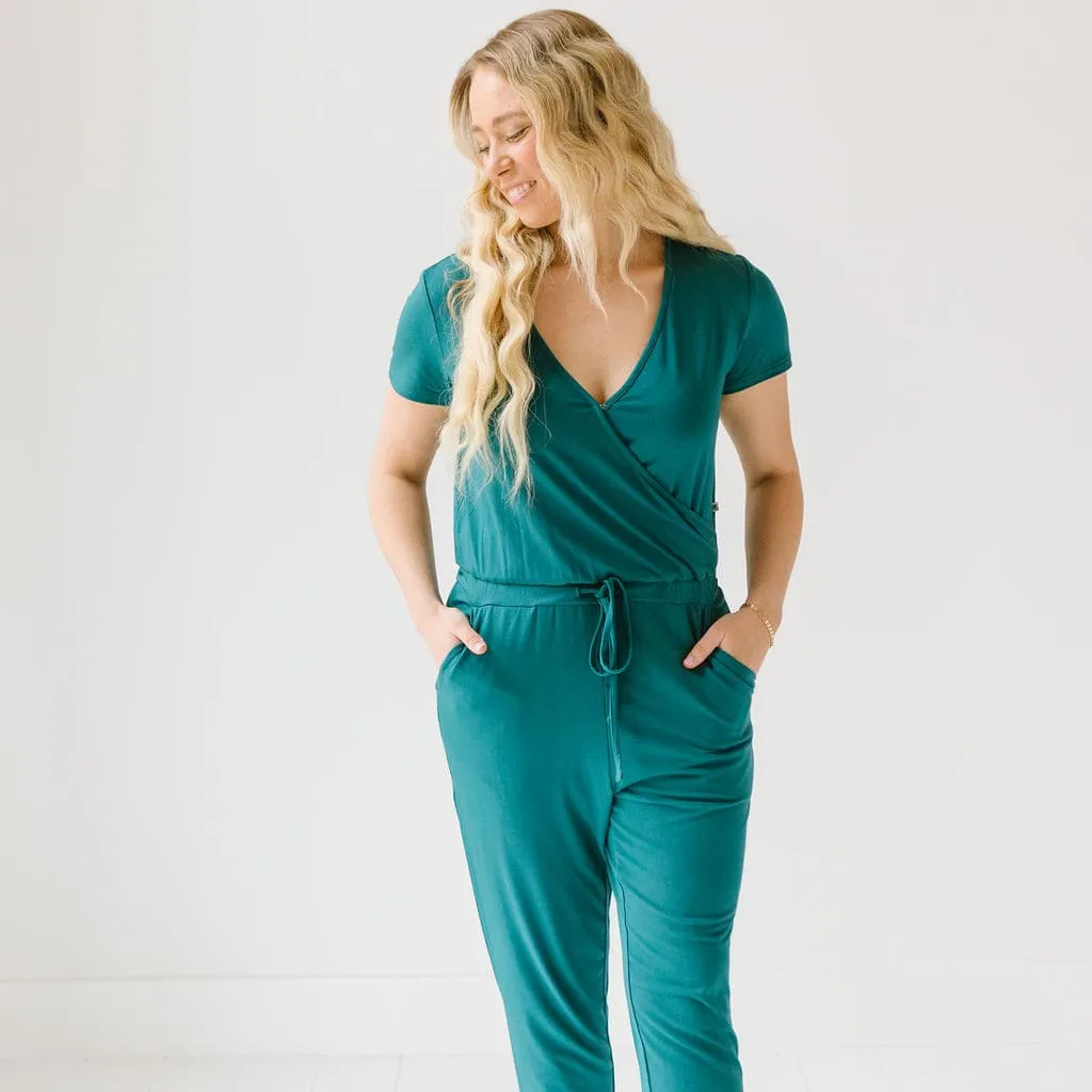 Deep Teal Women's Short Sleeve Romper