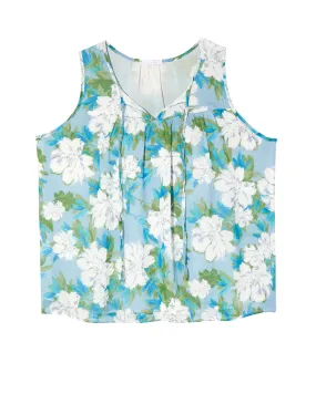 Delphine Sleeveless Top | Ivory / Azure Blue