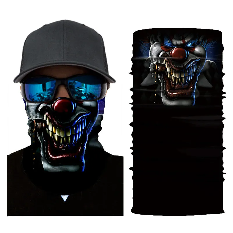 Digital Printing Magic Variety Multifunctional Skull Horror Clown Outdoor Sports Scarf