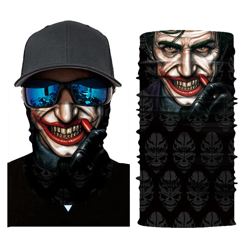 Digital Printing Magic Variety Multifunctional Skull Horror Clown Outdoor Sports Scarf