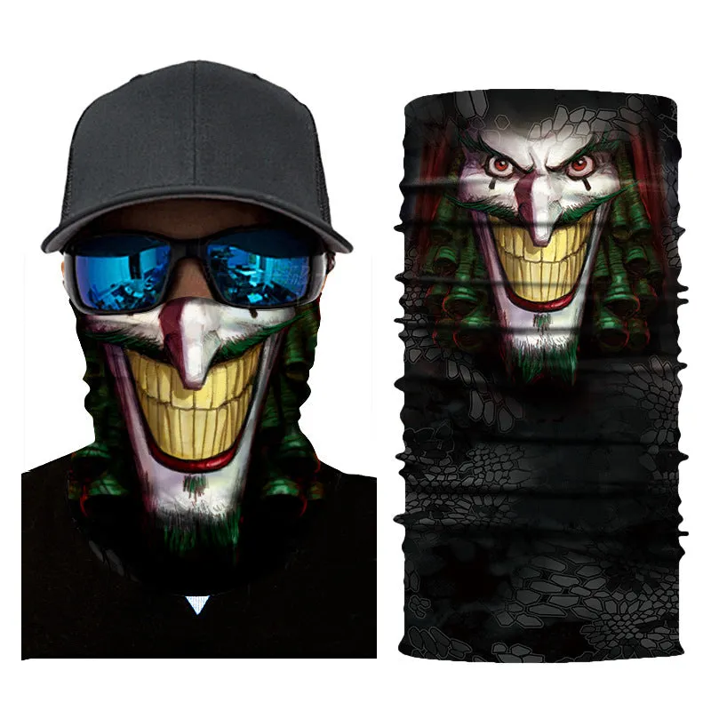 Digital Printing Magic Variety Multifunctional Skull Horror Clown Outdoor Sports Scarf