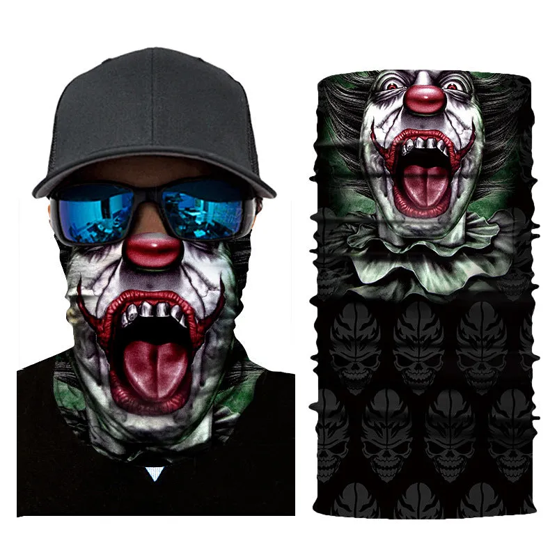 Digital Printing Magic Variety Multifunctional Skull Horror Clown Outdoor Sports Scarf