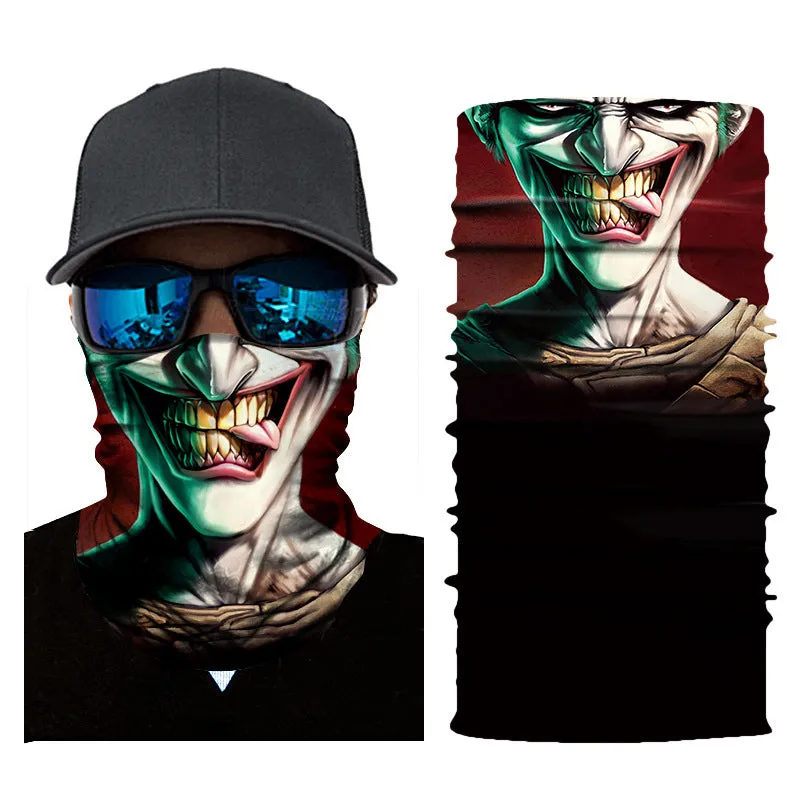 Digital Printing Magic Variety Multifunctional Skull Horror Clown Outdoor Sports Scarf