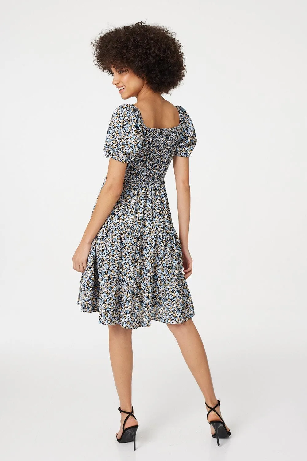 Ditsy Floral Short Smock Dress