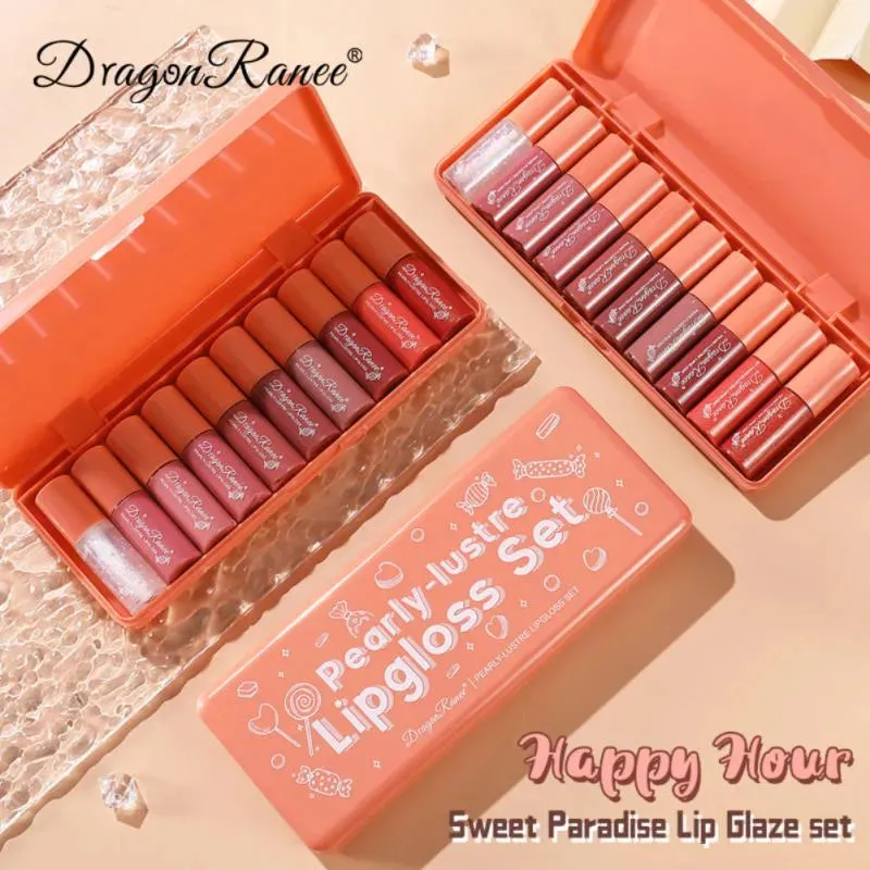 Dragon Ranee 10 Pieces Velvet Matte Pink Waterproof Lip Gloss for Girls DR23