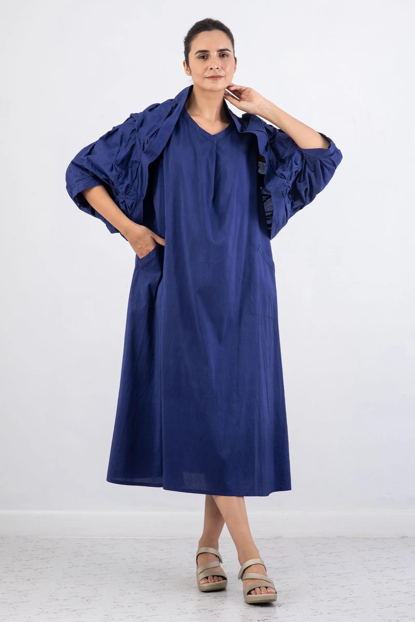 DYED COTTON SILK VOILE WAVY WAVY TUCK SHRUG