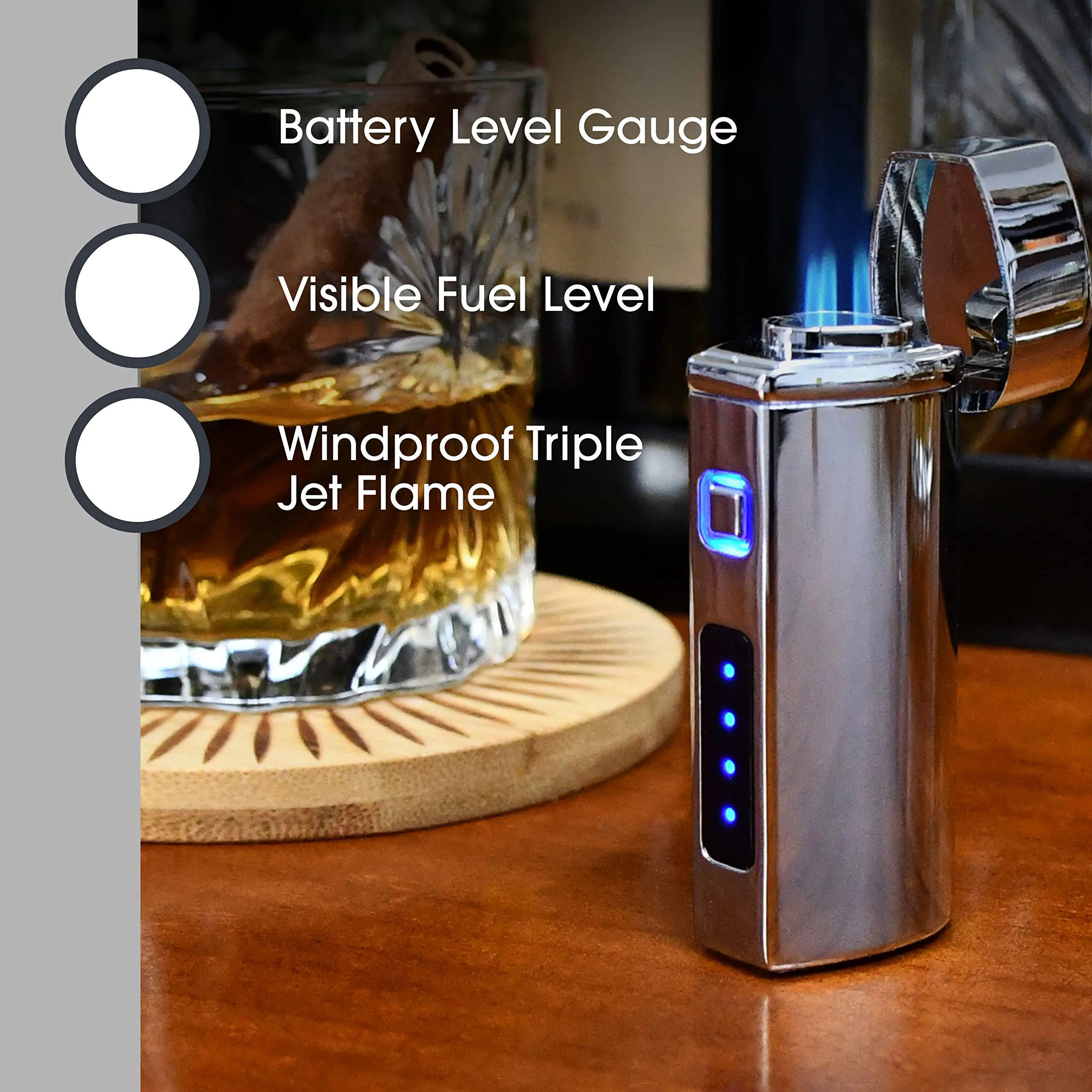 Electric Torch Lighter - Triple Jet Flame, Refillable Butane, Triple Torch