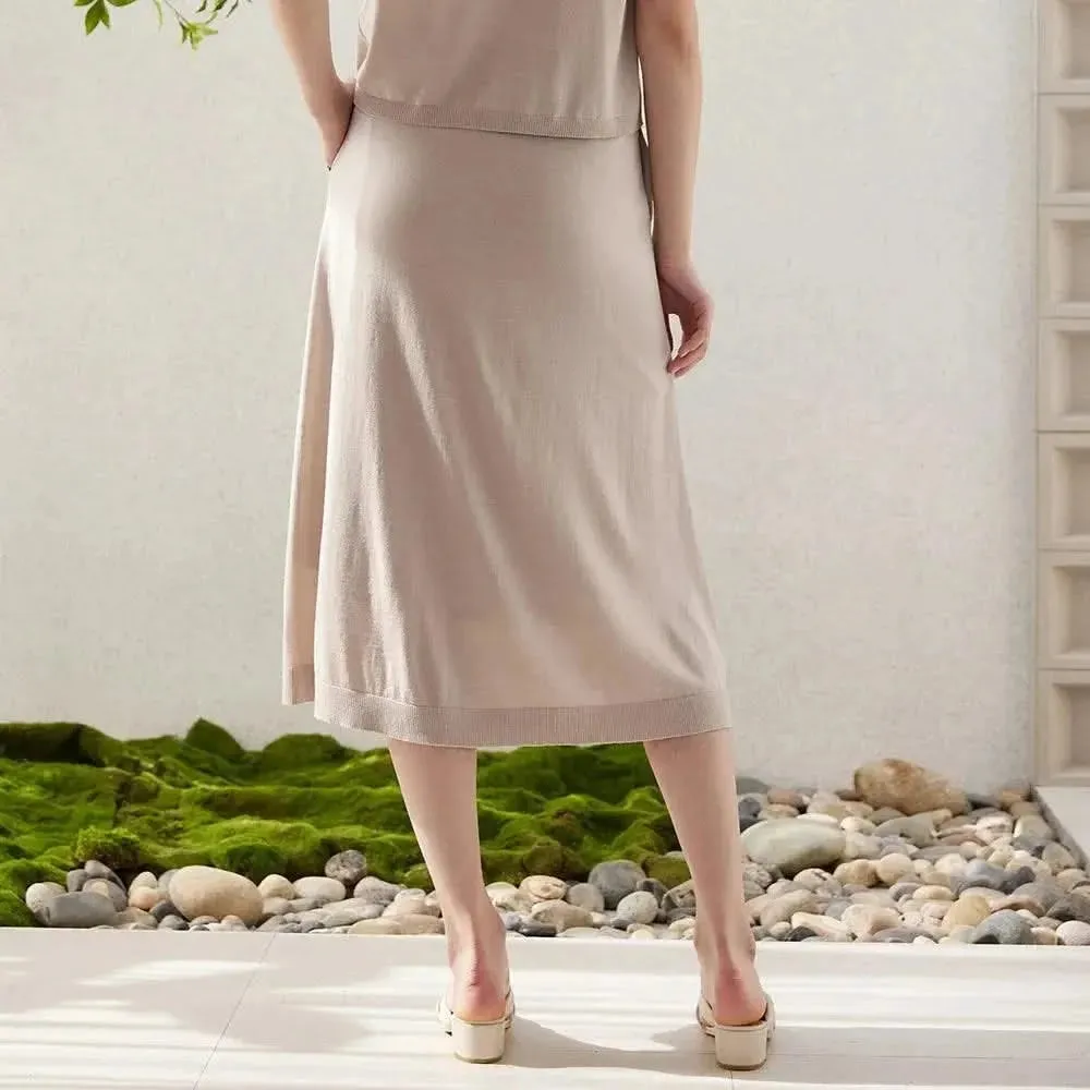 Elegant Merino Wool and Silk A-Line Skirt