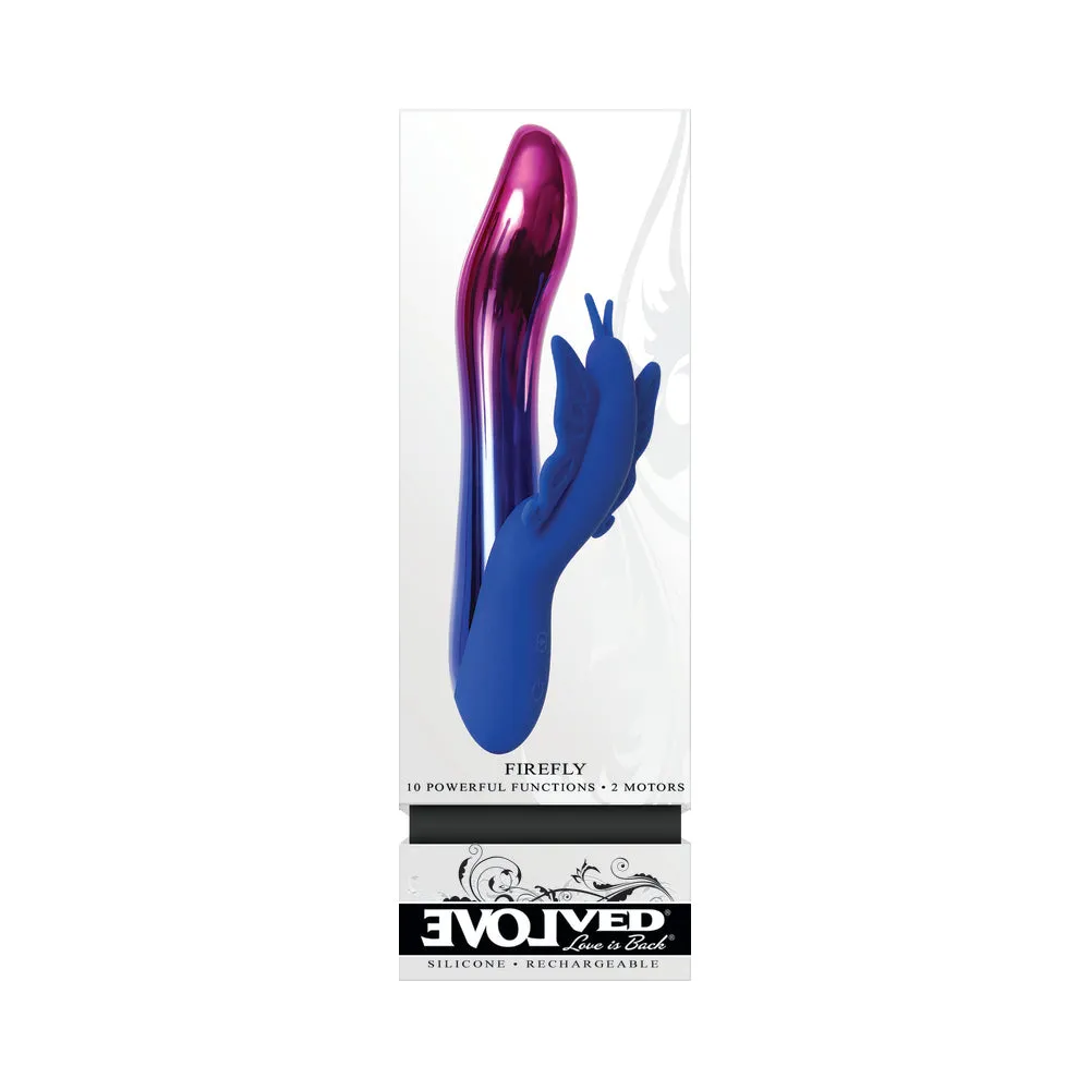 Evolved Firefly Rechargeable Silicone Dual Stimulator Blue/Pink