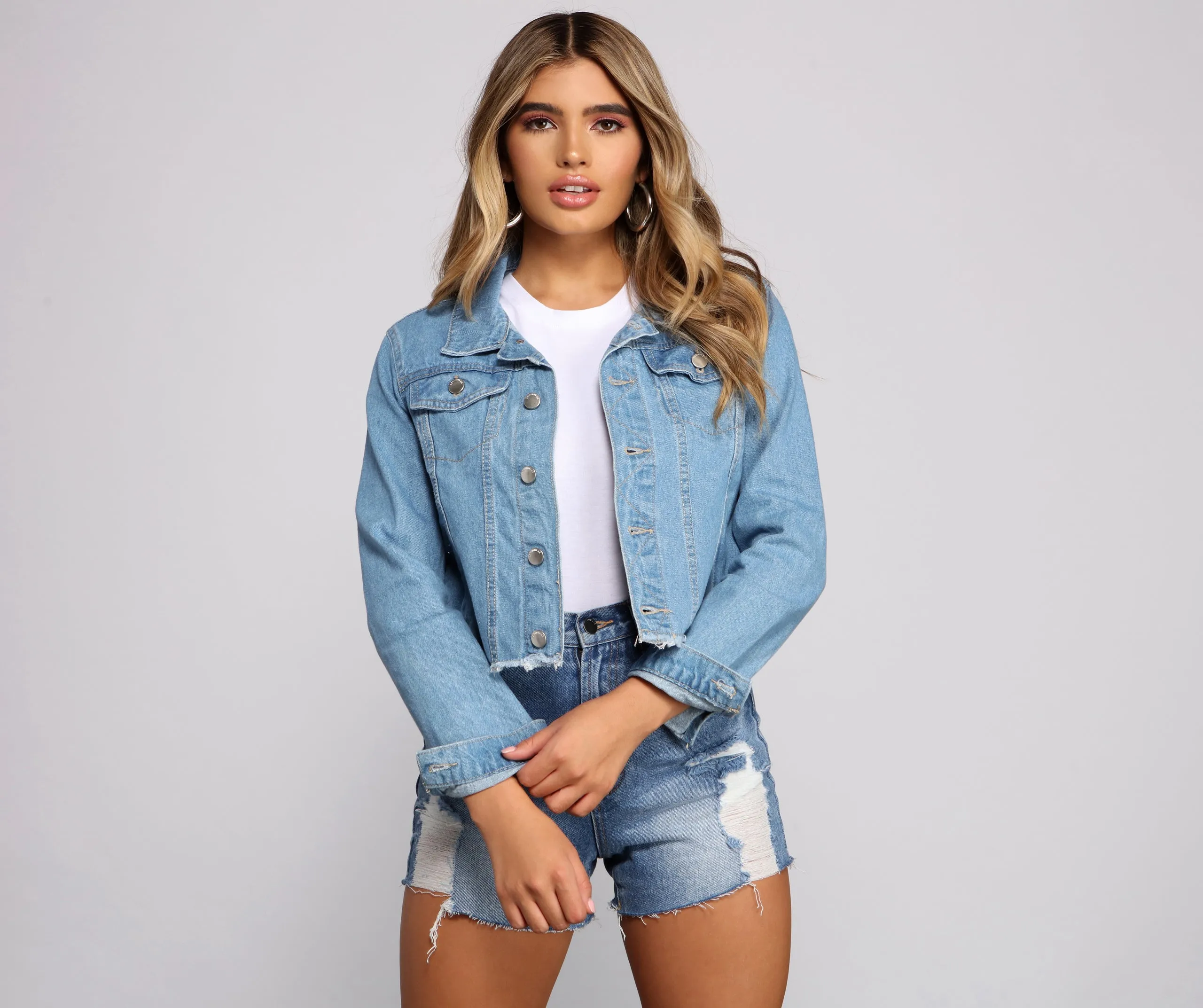 Fab And Frayed Cropped Denim Jacket