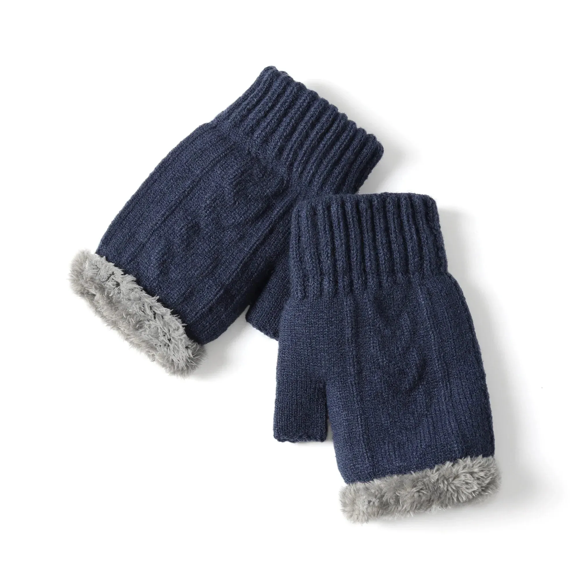 Fingerless Ultra Plush Knit Gloves