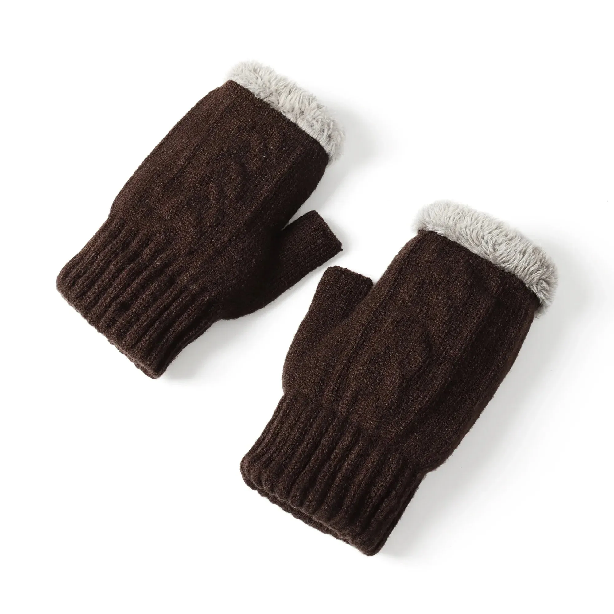 Fingerless Ultra Plush Knit Gloves