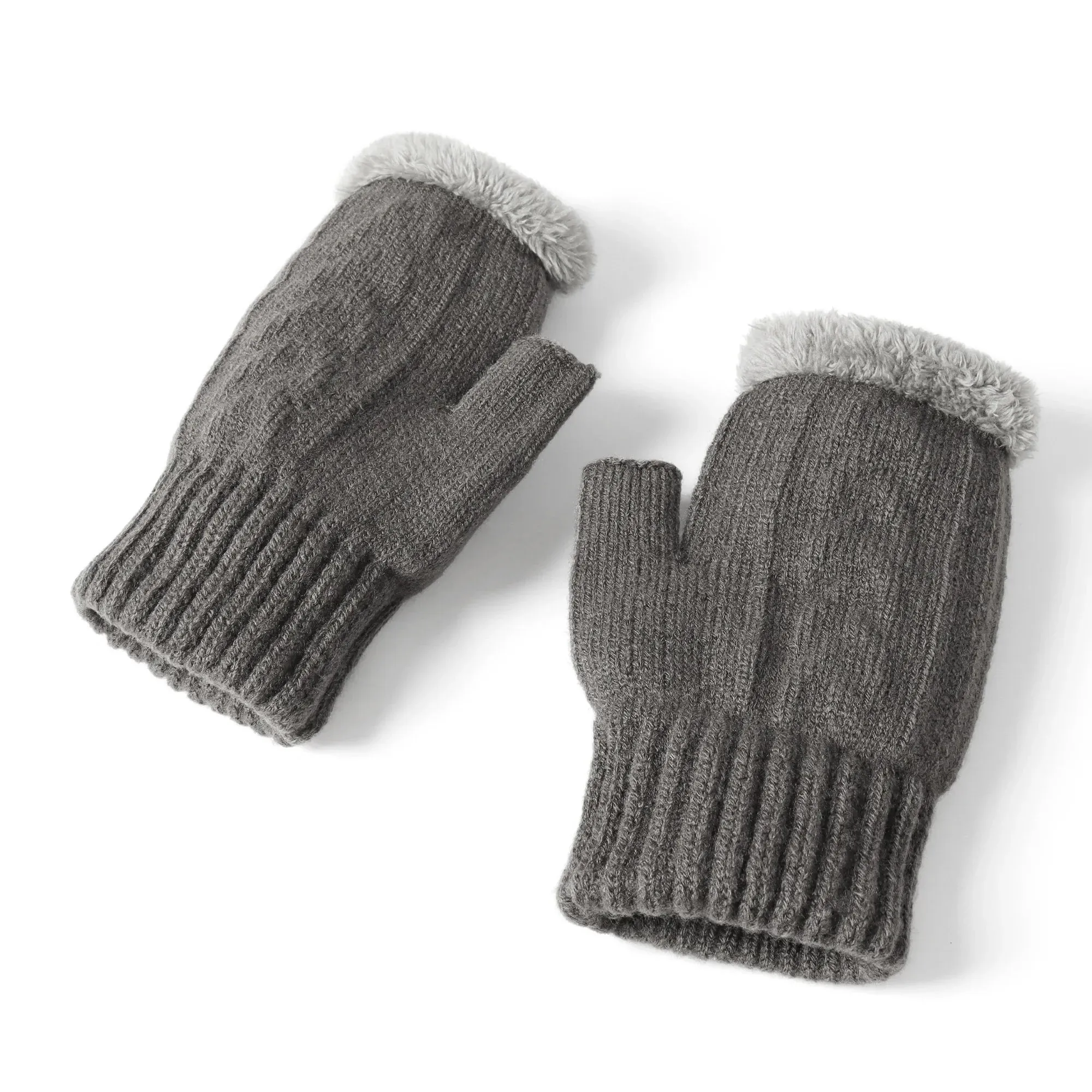 Fingerless Ultra Plush Knit Gloves